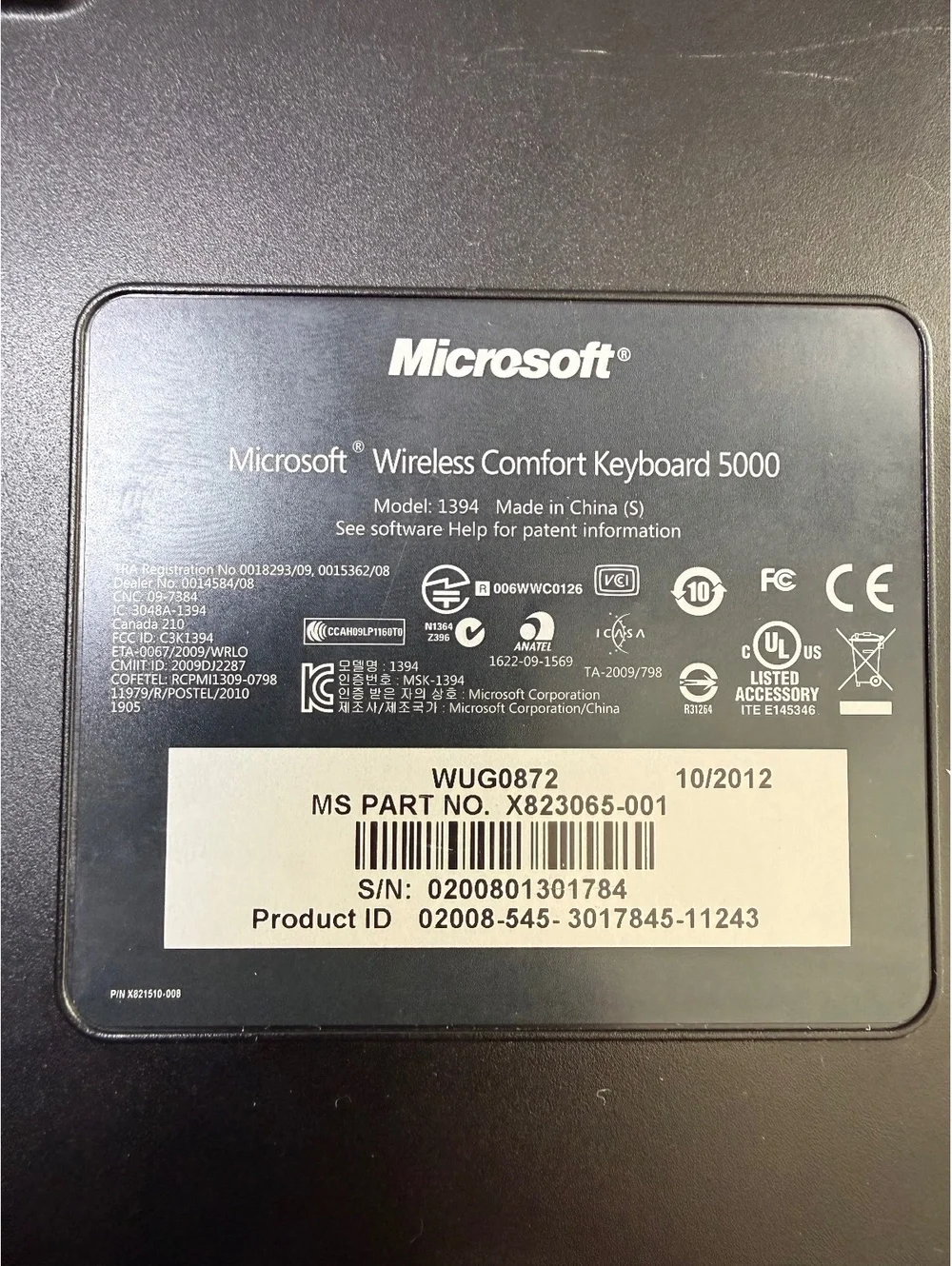 Microsoft Wireless Comfort Keyboard 5000 Ergonomic Keyboard - no dongle
